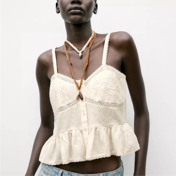 Zara Tops - Zara Embroidered Lace Top